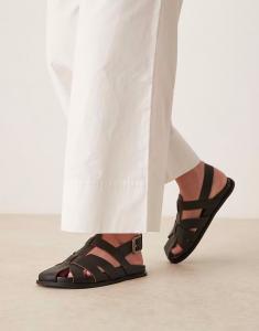 Туфли-лодочки Midas Fisherman ASOS DESIGN из черной кожи