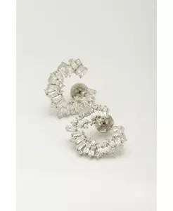 Серьги-Гвоздики с кубическим цирконием в форме полумесяца огранки «багет» Classicharms, silver