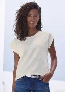 Футболка Vivance, рубашка из структурированного хлопка, кремовый