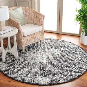 Ковер SAFAVIEH, 183 x 183 см, коллекции Ebony - Black & Ivory, современный дизайн, ручной работы из шерсти, идеально для гостиной, спальни, столовой (EBN114Z-6R)