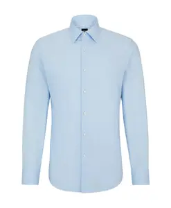 Рубашка приталенного кроя из эластичного хлопкового поплина, не требующего глажки. Hugo, синий