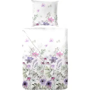 Постельное белье Primera «Атласное постельное белье Primera Mako Alpine Garden», с игривыми цветами, фиолетовый