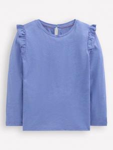Детский топ с кружевными рукавами из хлопка Mini Boden, Soft Blue