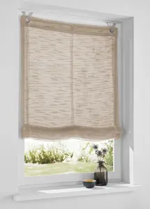 Римская штора с люверсами, кельтский серо-коричневый. Однотонная. Имитация льна. Крепится без сверления, на оконные крючки. Размер 80 х 140 см.