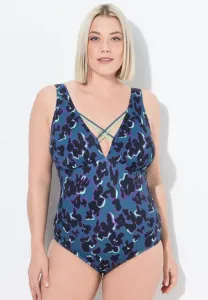 Купальник с абстрактным принтом и бретелями Ulla Popken, Dark Teal