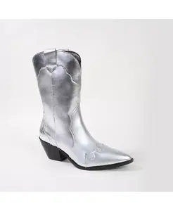 Ковбойские сапоги Kitty Western до середины икры BERNESS, серебряный