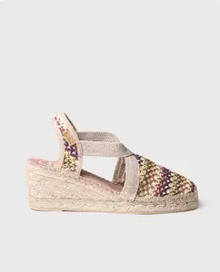 Женские эспадрильи на танкетке из принтованной ткани с резинками Toni Pons, фиолетовый