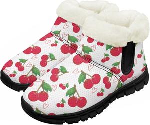 Детские зимние сапоги теплые водонепроницаемые с меховой подкладкой для мальчиков и девочек, малышей/маленьких детей/старших детей Pzuqiu, Cherry