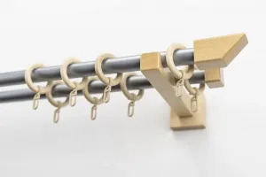 Карниз для штор GARESA "CUBUS", 2 направляющие, желаемая длина, комплект для штор, выдвижной, кнопка со скошенным концом, с кольцами 180 см, цвет natur/chromfarben