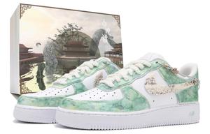 Nike Кроссовки для скейтбординга Air Force 1, износостойкие и нескользящие, женские, белые и зеленые