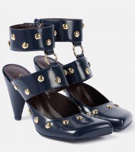 Туфли из кожи с нефритовыми заклепками Chloé, Evening Blue