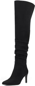 Женские ботфорты Shoe'N Tale выше колена с высоким каблуком-стилетом и заостренным носком, длинные сексуальные ботинки, Suede Black