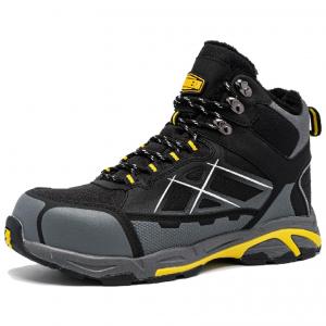 LARNMERN Защитные ботинки унисекс черно-желтые с флисовой подкладкой, цвет Black Yellow (Fleece-Lined)