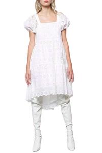Белое мини-платье Coco с вышивкой и ажурными вставками AMYLYNN