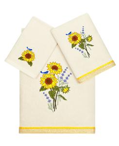 Набор из 3 банных полотенец из турецкого хлопка «Гирасол» с декоративной отделкой Linum Home, бежевый