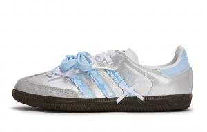 Детские скейтерские кроссовки Samba для дошкольников Adidas Originals, серебряный/белый/синий