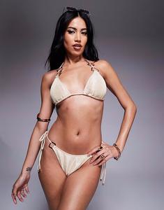 Плавки бикини с завязками и фурнитурой кремового цвета South Beach