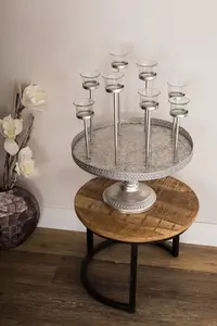 Myflair Мебель и аксессуары Поднос "Muki, silver", круглый декоративный поднос, с основанием, Ø 40 см, с 8 подсвечниками, для гостиной Myflair Möbel & Accessoires, цвет silberfarben