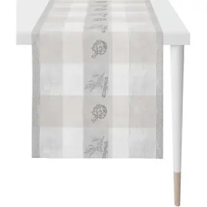 Дорожка на стол 1615 Summergarden, летний декор, лето жаккардовая ткань Apelt, серый