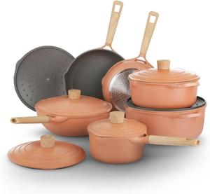 Набор посуды Kasanova с антипригарным покрытием, 12 предметов, розовый