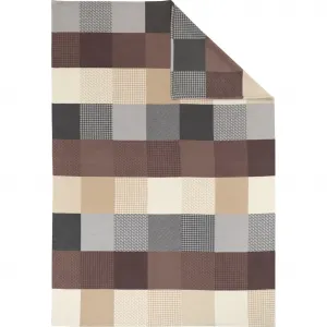 Покрывало Pittsburgh с множеством квадратиков, уютный плед Ibena, коричневый