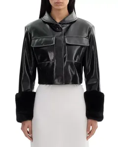 Куртка Hedda из искусственной кожи с меховыми манжетами Lamarque, черный