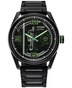 Мужские часы Eco-Drive Marvel Hulk Green Goliath на черном стальном браслете, 42 мм Citizen
