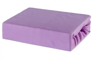 Простыня на резинке из 100% хлопкового трикотажа - 80х180 см, фиолетового цвета Soft Dream