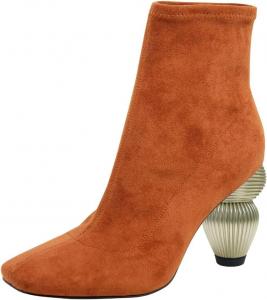 Женские ботильоны Maiyang с закрытым квадратным носком, на щиколотку, на молнии, с металлическим средним каблуком, модные ботинки для осени и зимы, размеры 4-16 США, Sienna