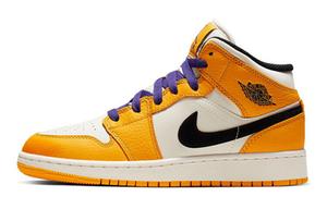 Кроссовки Jordan 1 Mid SE Lakers GS
