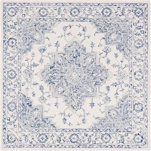 SAFAVIEH Metro Collection декоративный ковер, 122 x 122 см, Blue & Ivory, Handmade Wool, идеально для гостиной, столовой, спальни (MET874M)