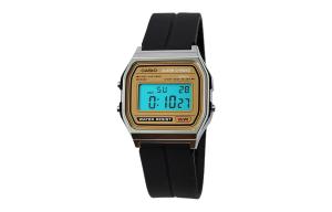 CASIO Часы мужские с кварцевым механизмом Retrofit Series, силиконовый ремешок, циферблат gold