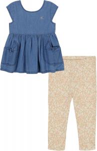 Комплект капри Calvin Klein для девочек из двух предметов, Medium Wash/Crème Brulee