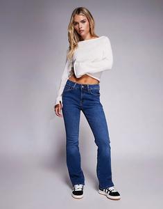 Джинсы River Island Petite со средней посадкой, расклешенные, из денима средней толщины