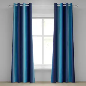 Шторы ABAKUHAUS Marine с люверсами, пластины в синих тонах с каймой и схематичными деталями, декоративные двухпанельные шторы, 280 см x 225 см, темно-синий и светло-голубой