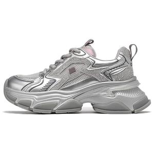 Абразивоустойчивые утолщенные низкие кроссовки для женщин с эффектом увеличения роста ST&SAT, серебро