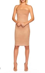 Платье-труба миди без бретелек из искусственной замши песочного цвета Susana Monaco, цвет sand