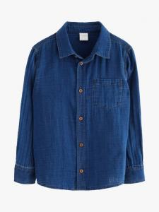Детская хлопковая рубашка с длинными рукавами Lindex, Medium Blue