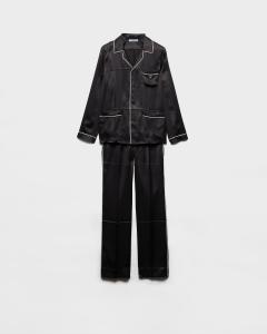 Атласная пижама в винтажном стиле Prada, черный