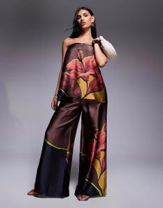 Пляжные брюки с принтом River Island коричневого цвета