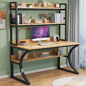 Компьютерный стол Xinmeikai 120x60 см с полкой, черная рама + светлый орех