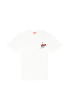 Футболка с вишневым принтом Diesel, белый