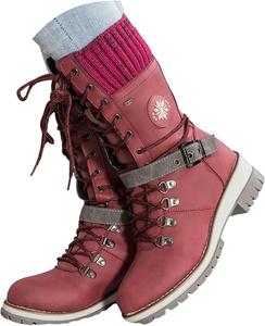 Женские ковбойские сапоги Dheva-C с широкой полнотой, плоской подошвой, средней голенью, мягкой формой, круглым носком из замши, ботильоны на осень и зиму, нарядная обувь, комфортные сапоги, Red