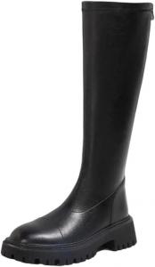 Женские сапоги для верховой езды, натуральная кожа, круглый носок, широкий средний каблук, молния сзади, стильная красота Generic, New5