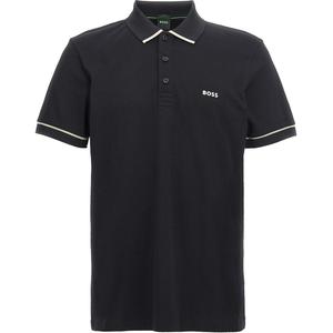 Футболка поло с коротким рукавом и нашивкой с логотипом HUGO BOSS, черная