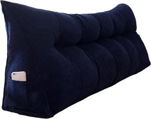 Generic Подушка-уплотнитель для изголовья кровати, треугольный валик, эргономичный дизайн с креплениями, цвета белый и темно-зеленый Dark Blue