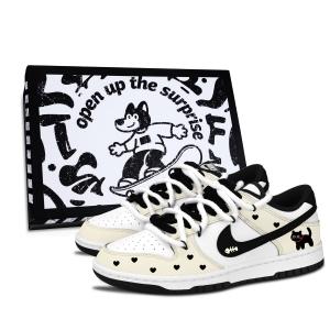 Nike Dunk Black White, Heart Meisan устойчивые к истиранию низкие скейтборд кроссовки unisex бежевые