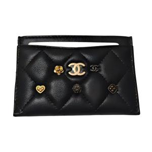 Женский кардхолдер из ягненка черный CHANEL
