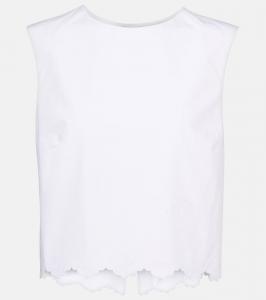 Кроп-топ из хлопкового поплина с фигурным краем Patou, White