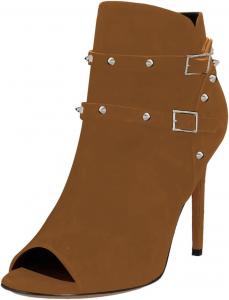 Женские ботильоны FSJ с открытым носком, боковыми ремешками с двумя заклепками, высокие каблуки-стилетты, модные туфли на голенище для коктейльных платьев, размеры US 4-16, Brown
